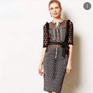 Byron Lars Gray Sheath Midi Dress